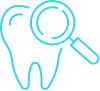icon of tooth with magnifying glass