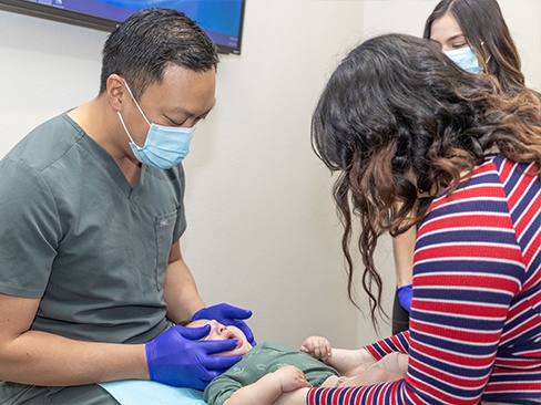 Child receiving dental exam