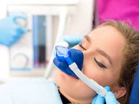 A patient receiving nitrous oxide in Dallas