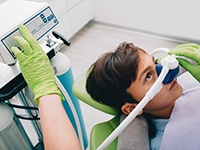 A little boy getting nitrous oxide in Dallas