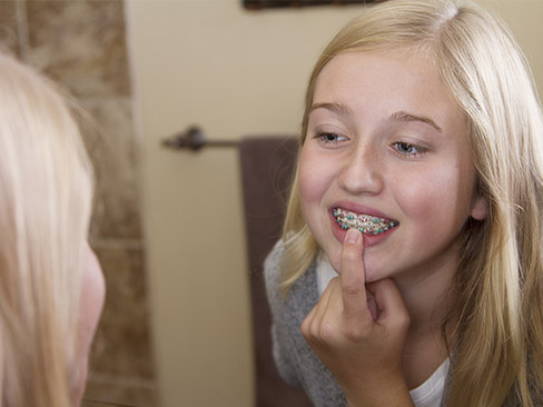 Young woman with braces