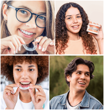 woman holding invisalign