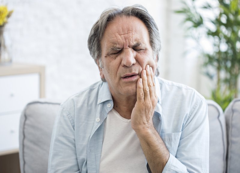 Man with dental emergency