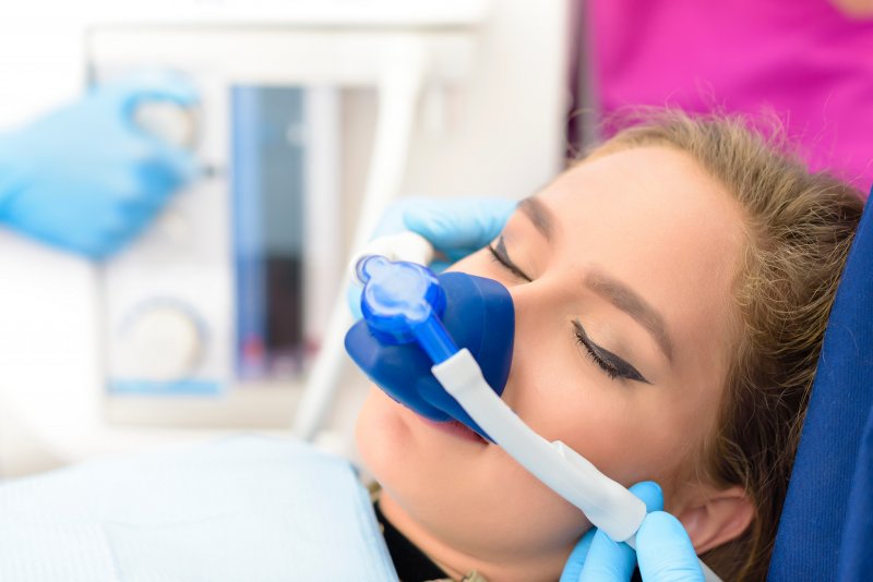 person receiving nitrous oxide sedation