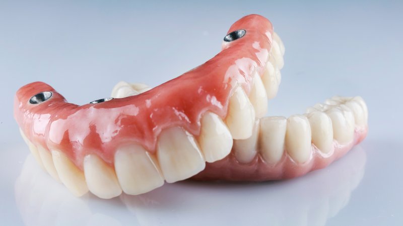 A closeup of some implant dentures